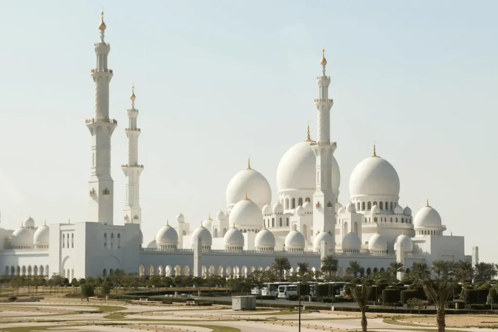 Abu Dhabi Sheikh Zayed Grand Mosque and City Skyline