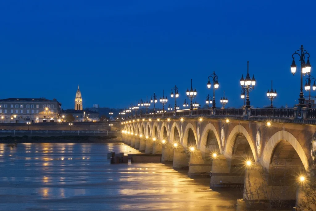 Bordeaux city and Garonne River France