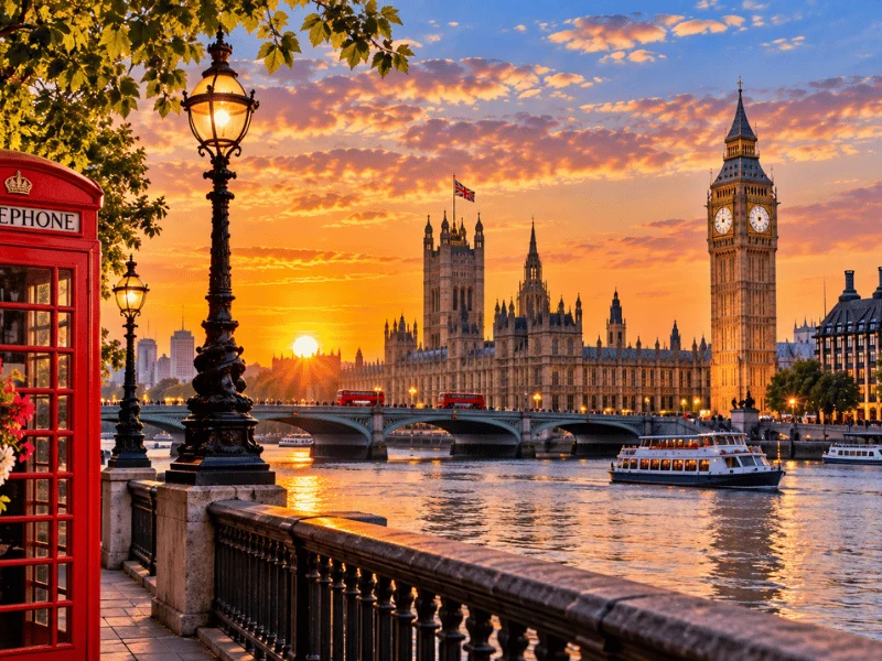 Big Ben, Westminster Palace and the River Thames in London at sunset 🇬🇧