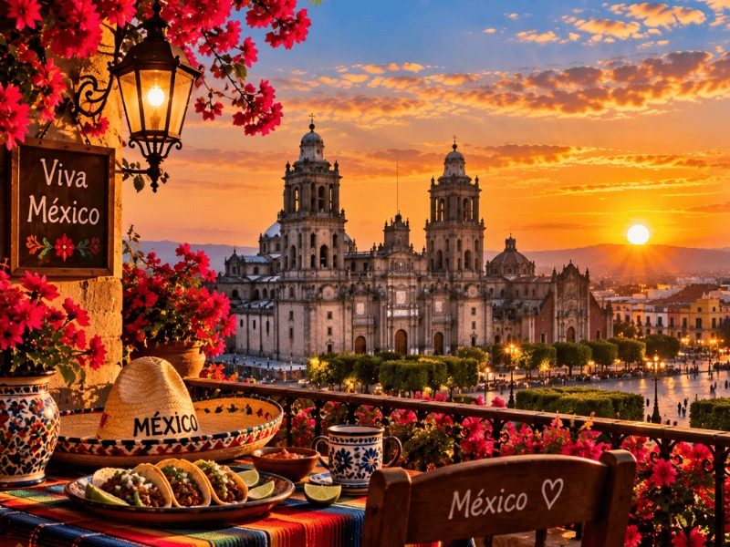 Mexico City historic center and Metropolitan Cathedral at sunset 🇲🇽