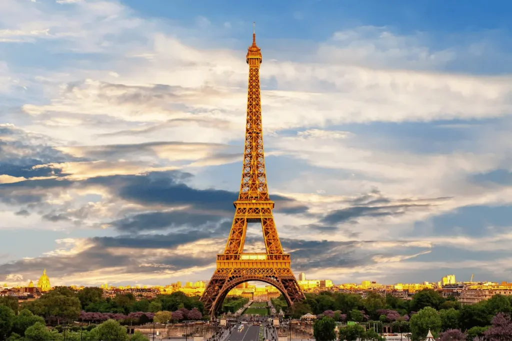 Eiffel Tower and Paris streets in France
