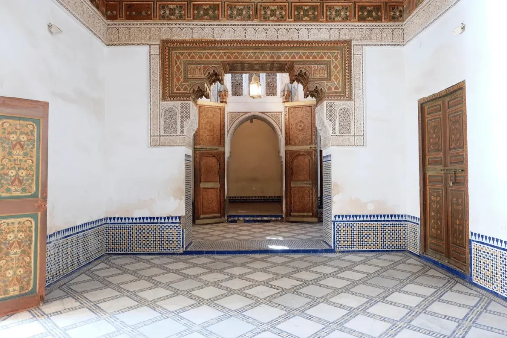 Decorated courtyard inside Bahia Palace in Marrakech