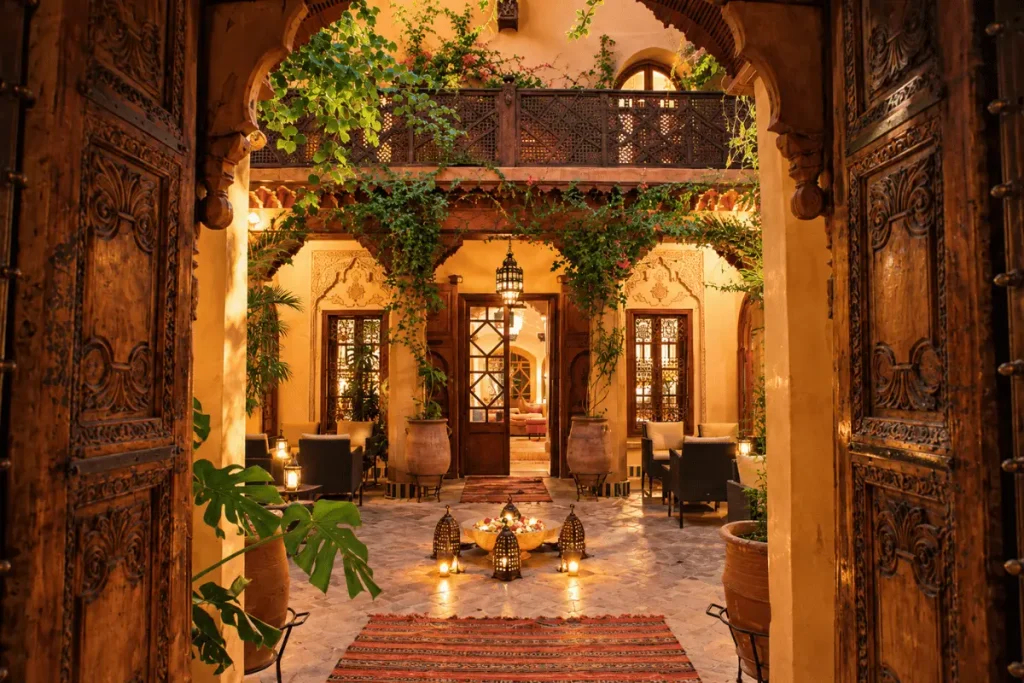 Moroccan cooking class at La Maison Arabe in Marrakech featuring traditional dishes and cooking techniques.